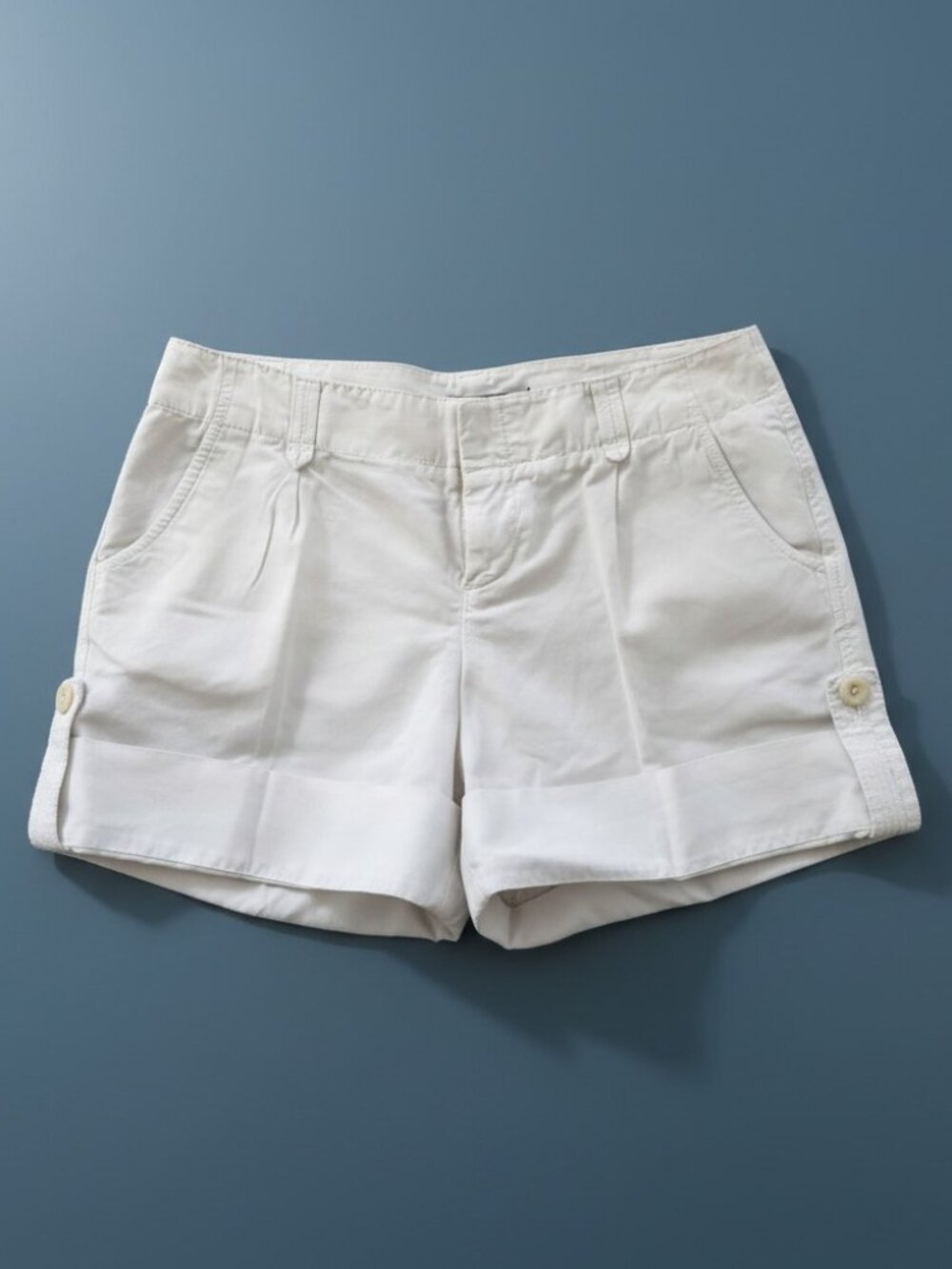 Gap White Cuffed Chino Shorts Size 0 Linen Blend